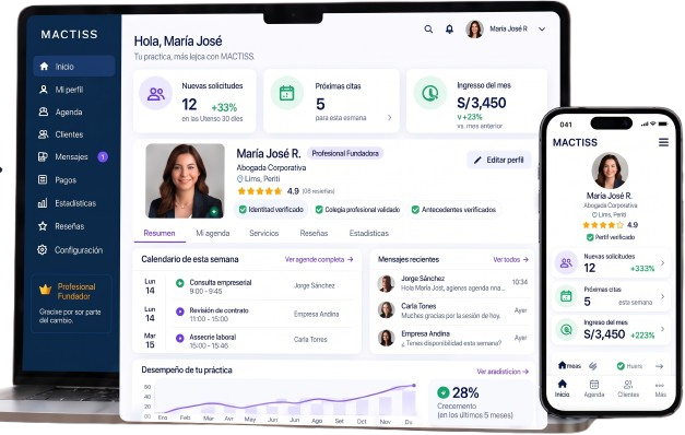 MACTISS app — panel de profesional